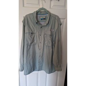 Magellan Shirt Mens XL Blue fishing Vented relaxed Angler Fit Wicking pocket